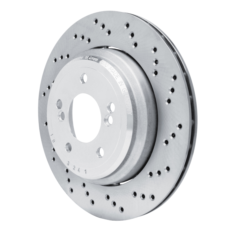 BMW M3 Brake Rotor (1) - Rear Right - R1 Concepts - Hi-Carbon Alloy GEOMET Coated Rotor - Drilled - `06-`08